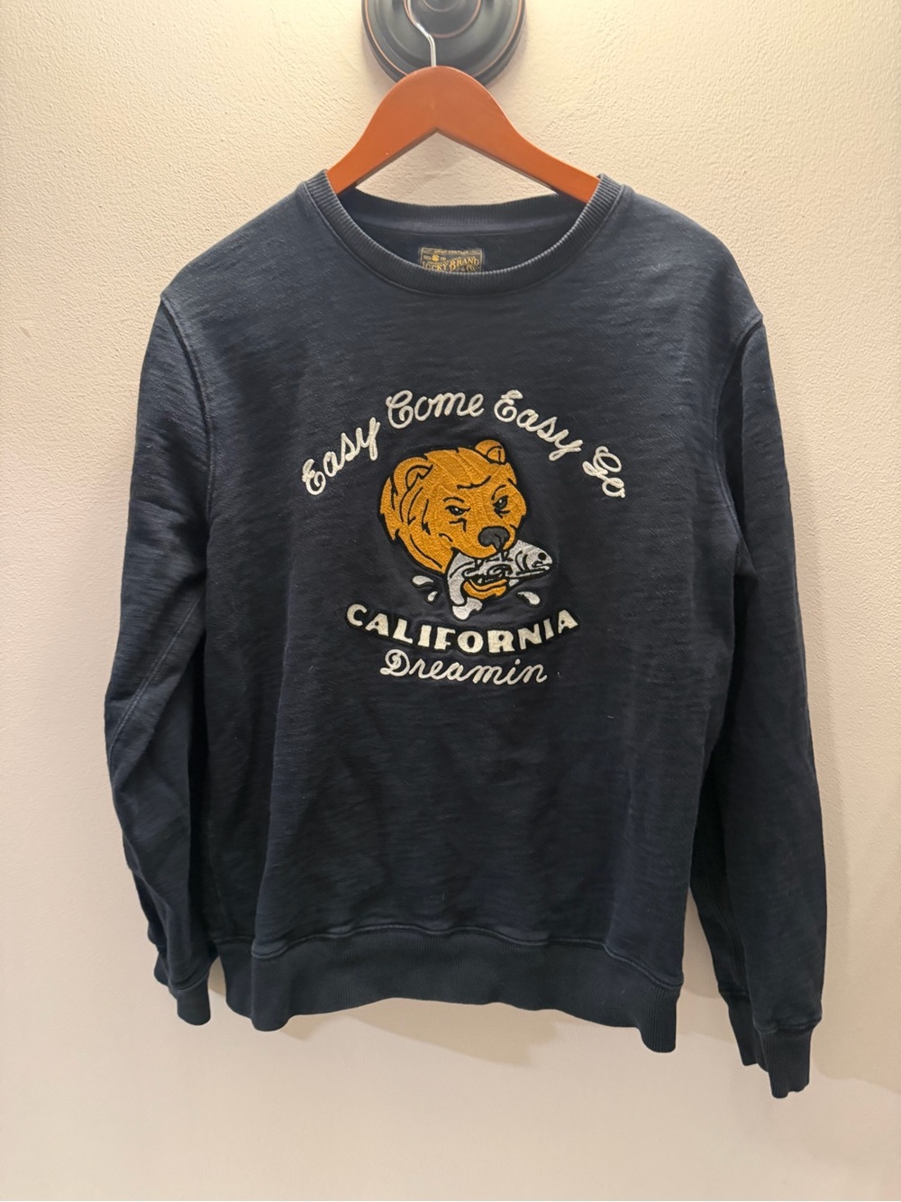 Lucky Brand California Dreamin Bear Graphic‎ Sweatshirt Navy Blue Size M